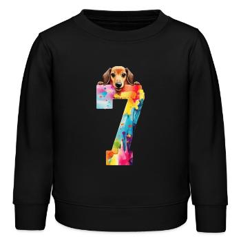HUND 7 JAHRE DACKEL 7. GEBURTSTAG - Kinder Organic Sweatshirt Mini Changer von Stanley/Stella - Schwarz - Vorne - AI Model Kid Male (0cm)