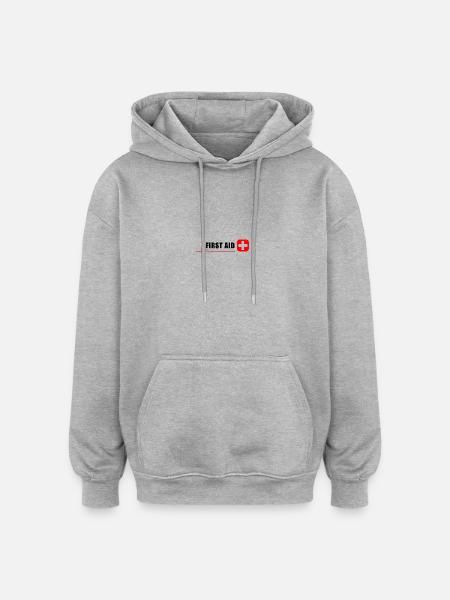 ERSTE HILFE - Oversized Unisex Hoodie - Grau meliert
