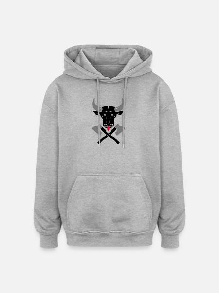 Stierkopf Bullenkopf Logo - Oversized Unisex Hoodie - Grau meliert