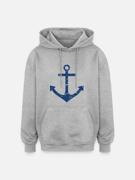 Ancre - Sweat à capuche oversize unisexe - gris chiné