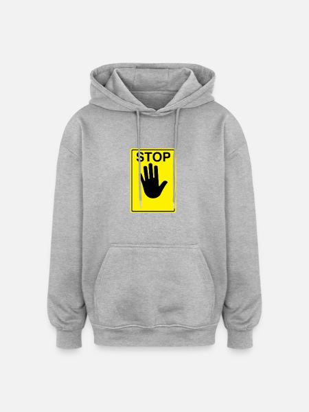 Stop Sign Logo - Oversized Unisex Hoodie - heather grey