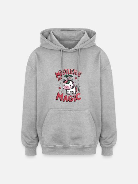 Mistletoe And Magic - Oversized Unisex Hoodie - heather grey