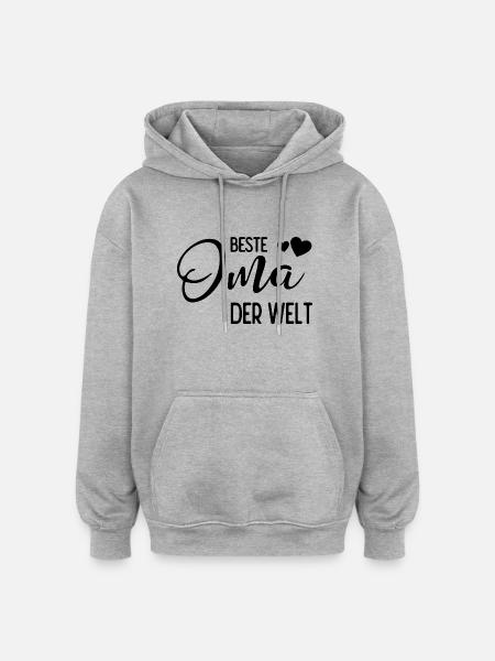 Beste Oma der Welt - Oversized Unisex Hoodie - Grau meliert