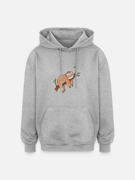Faultier - Oversized Unisex Hoodie - Grau meliert