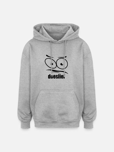 doeslief flehende Augen mit Fragezeichen-Blick - Oversized Unisex Hoodie - Grau meliert