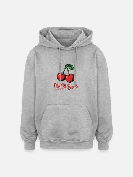 Kirsch-Mädchen - Oversized Unisex Hoodie - Grau meliert