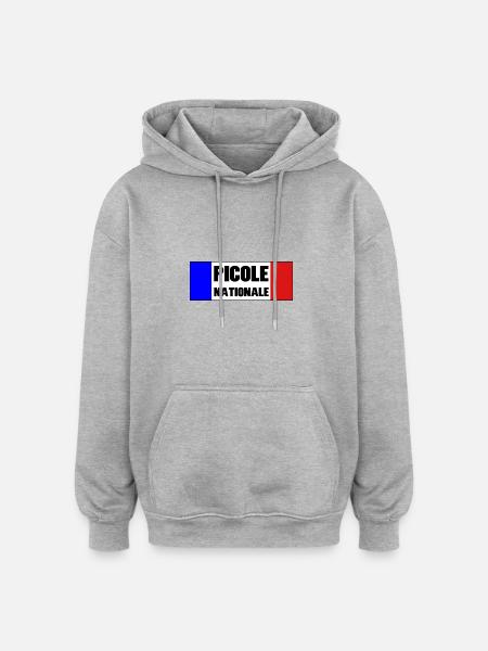 Picole Nationale - Sweat à capuche oversize unisexe - gris chiné