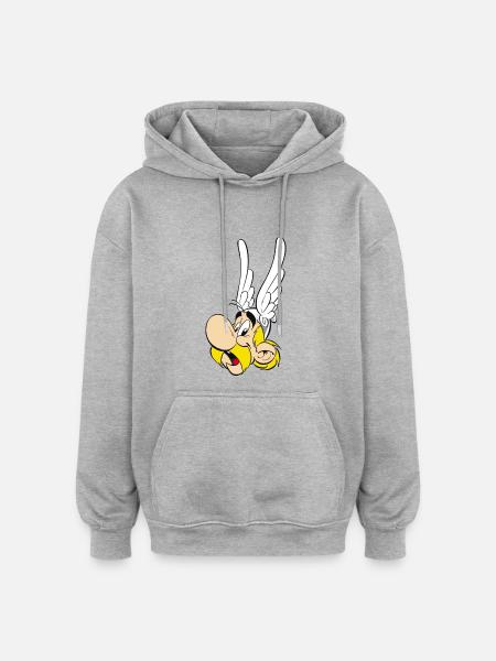 Asterix & Obelix Portrait Astérix - Sweat à capuche oversize unisexe - gris chiné