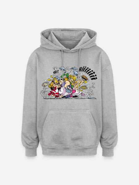 Asterix & Obelix Fight - Oversized Unisex Hoodie - heather grey