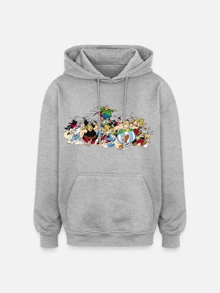 Astérix - Attaque! - Sweat à capuche oversize unisexe - gris chiné