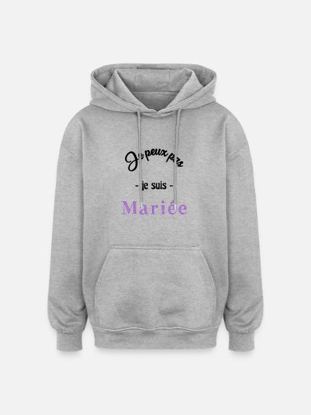 MARIEE. EVJF - Sweat à capuche oversize unisexe - gris chiné