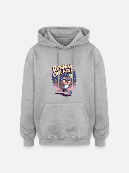 Running Owl Night - Oversized Unisex Hoodie - heather grey