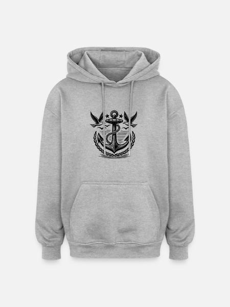 Anchor Seagulls Logo - Oversized Unisex Hoodie - heather grey