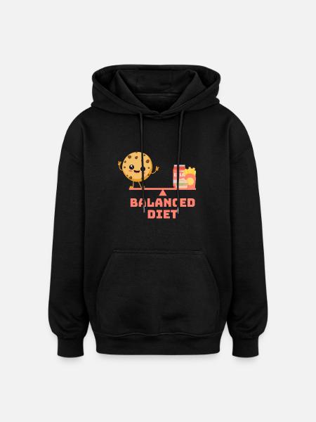 équilibré cookie fastfood Régime - Sweat à capuche oversize unisexe - noir