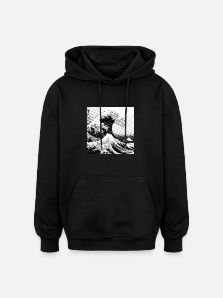 Japanese wave Kanagawa Style bd - Oversized Unisex Hoodie - black