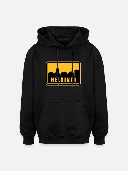 Helsinki - Sweat à capuche oversize unisexe - noir