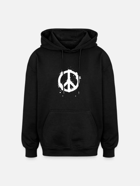 Peace Splash Guerrilla Print Style - Oversized Unisex Hoodie - black
