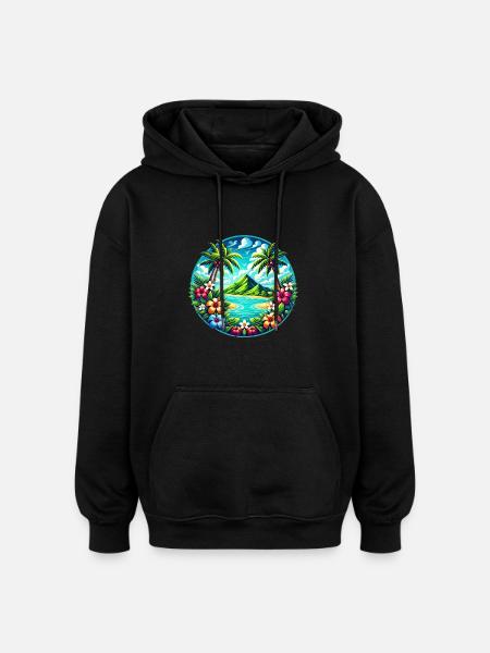 Caribbean Island Logo - Oversized Unisex Hoodie - black
