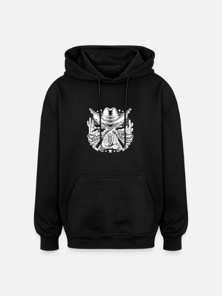Logo western 2 - Sweat à capuche oversize unisexe - noir