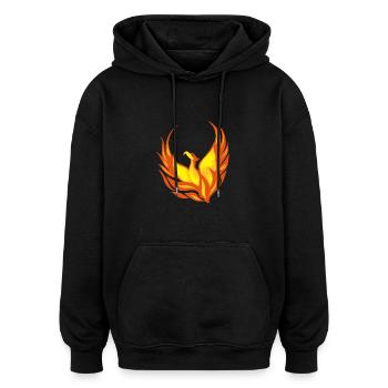 Feuervogel Phönix Flammen Federn - Oversized Unisex Hoodie - Schwarz - Vorne - Noah (186cm)