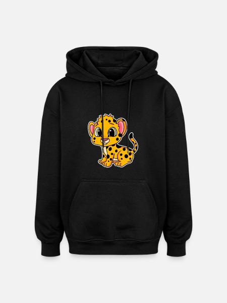 Bébé guépard - Sweat à capuche oversize unisexe - noir