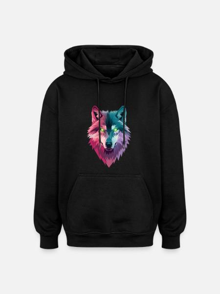 Loup - Sweat à capuche oversize unisexe - noir