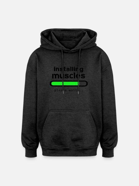 Installing muscles - Sweat à capuche oversize unisexe - charbon