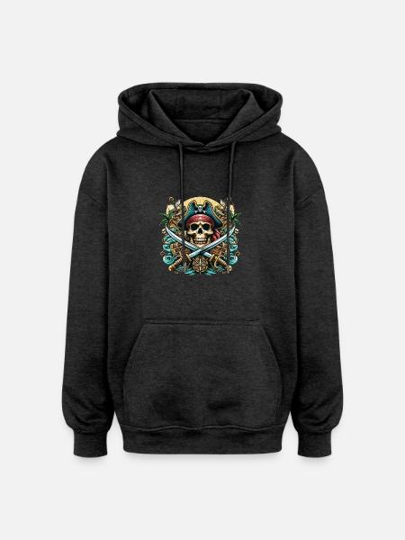 Pirate Logo - Oversized Unisex Hoodie - charcoal grey