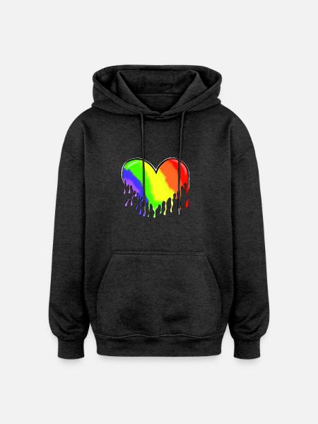 Heart - Oversized Unisex Hoodie - charcoal grey
