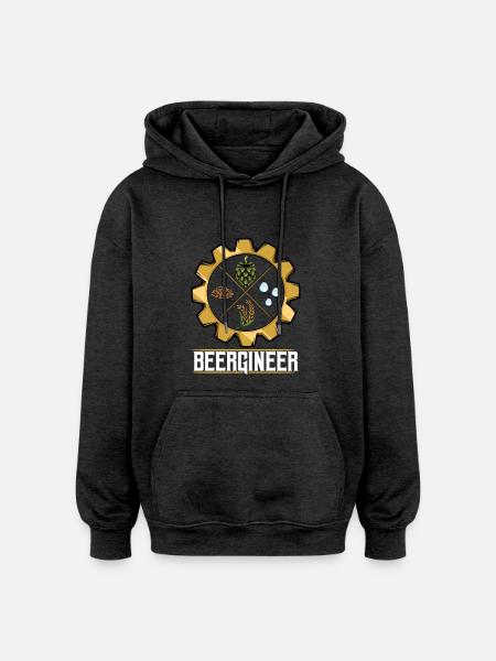 Beergineer Brau-Gear Emblem - Oversized Unisex Hoodie - charcoal grey