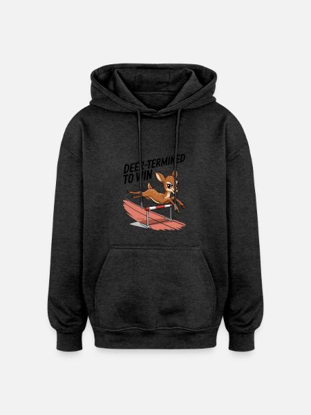 Deer-Termined pour gagner - Sweat à capuche oversize unisexe - charbon