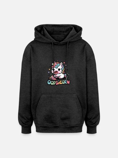 Oopsicorn - Sweat à capuche oversize unisexe - charbon