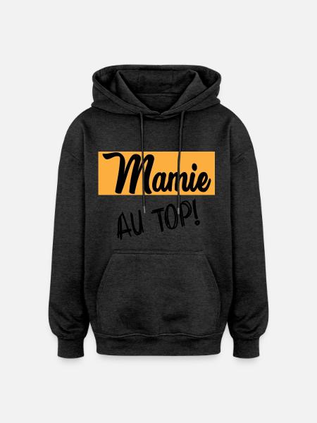 MAMIE - Sweat à capuche oversize unisexe - charbon
