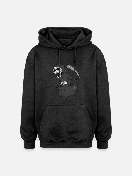 Grim Reaper laughs funny - Oversized Unisex Hoodie - charcoal grey