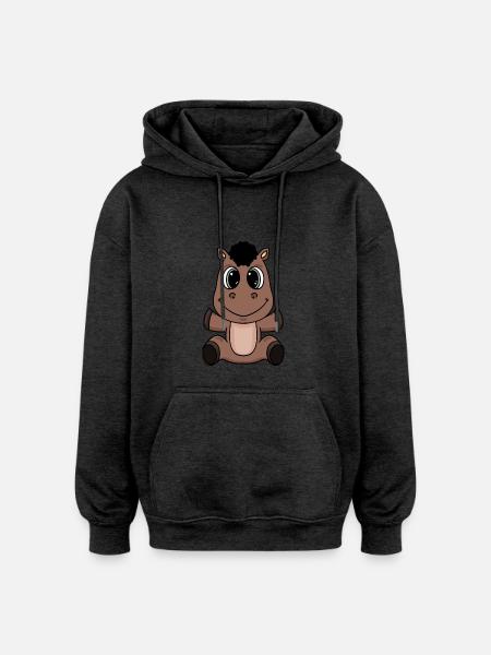 cheval - Sweat à capuche oversize unisexe - charbon
