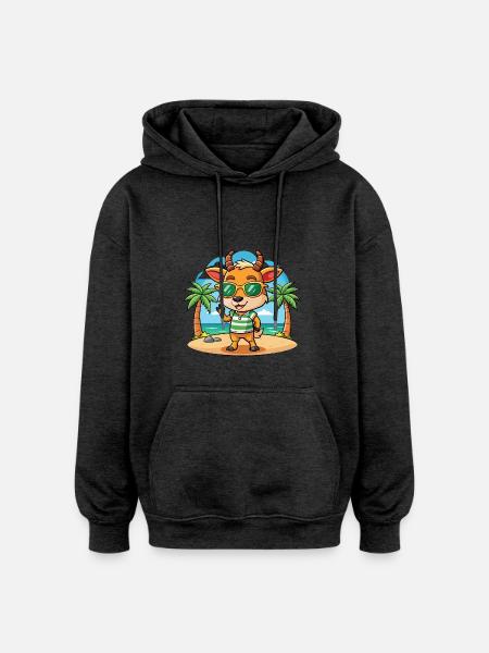 Antelope Funny Cartoon Summer Beach Sunglasses - Oversized Unisex Hoodie - charcoal grey