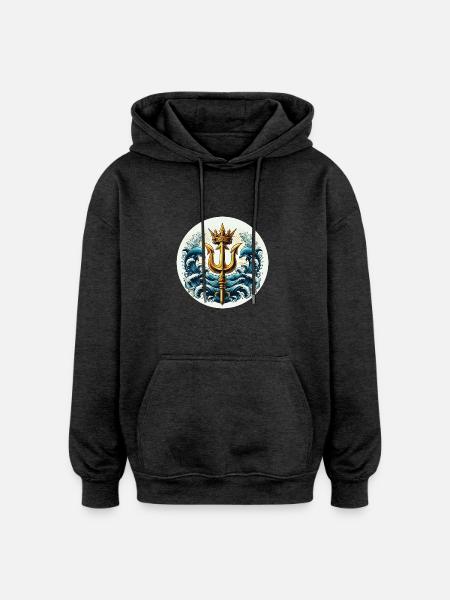 Trident Symbol - Oversized Unisex Hoodie - charcoal grey