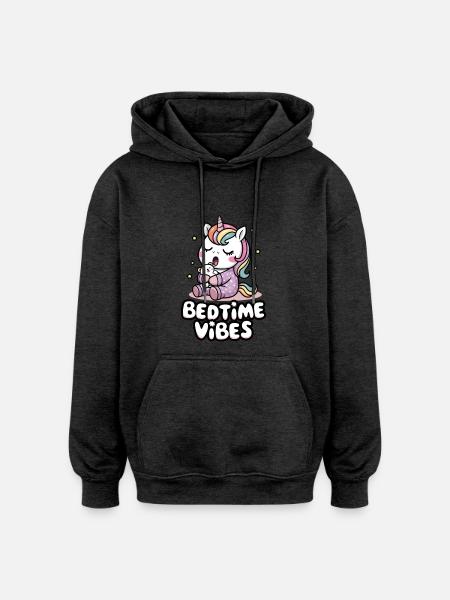 Vibrations du coucher - Sweat à capuche oversize unisexe - charbon