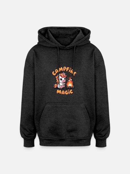 Campfire Magic - Oversized Unisex Hoodie - charcoal grey