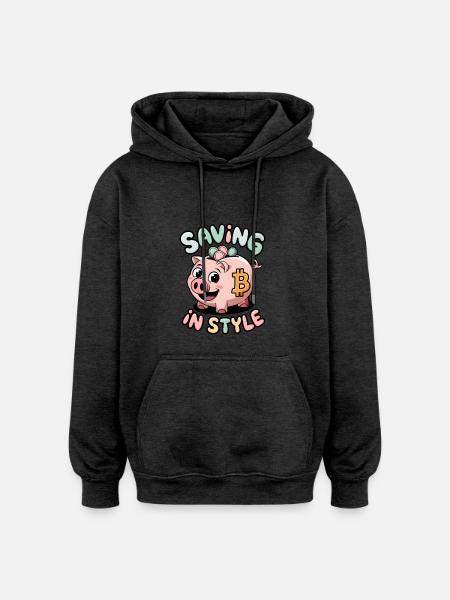 Saving In Style - Oversized Unisex Hoodie - charcoal grey