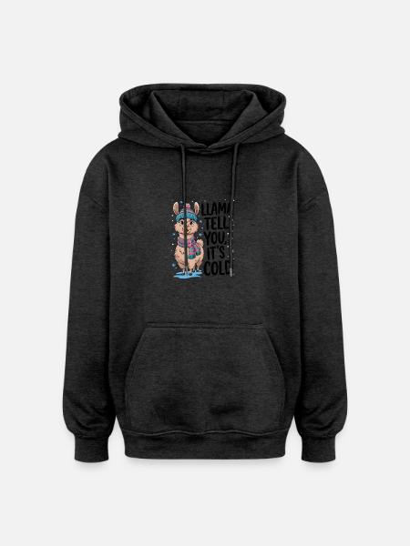 Llama Tell You It's Cold - Oversized Unisex Hoodie - charcoal grey