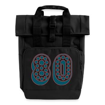 80. 80 ANS. 80e ANNIVERSAIRE. ANNIVERSAIRE 80 ANS. - Sac à dos Roll Top à deux anses - noir - Devant