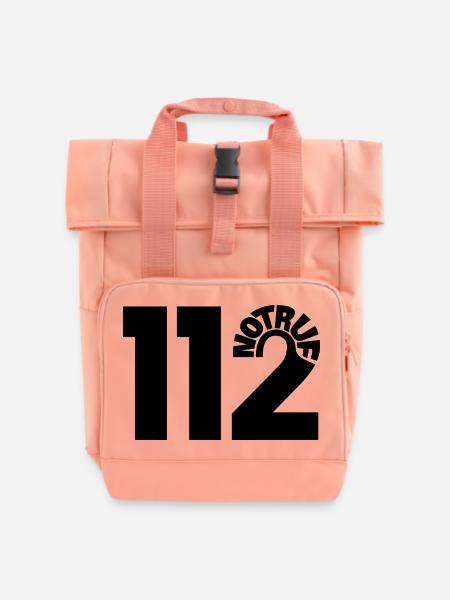 Notruf 112 rund - Rolltop Rucksack mit zwei Griffen - Chintzrosa