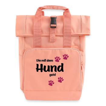 Die Mit Dem Hund Geht - Edition Colored Paw - Rolltop Rucksack mit zwei Griffen - Chintzrosa - Vorne