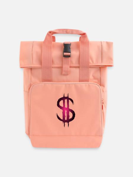Dollarzeichen Dollar Geld - Rolltop Rucksack mit zwei Griffen - Chintzrosa