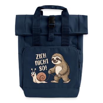 Zieh nicht so - Schnecke und Faultier - Rolltop Rucksack mit zwei Griffen - Navy - Vorne