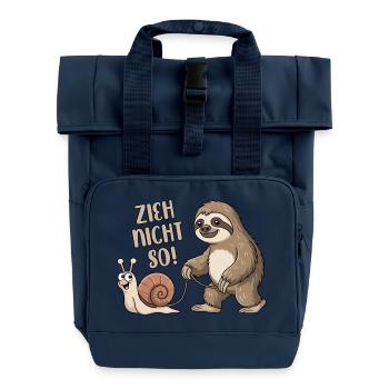 Zieh nicht so - Schnecke und Faultier - Rolltop Rucksack mit zwei Griffen - Navy - Vorne