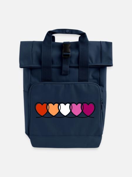 Lesbe lesbisch Herzen - Rolltop Rucksack mit zwei Griffen - Navy