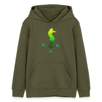 grünes Seepferdchen Seepferd schwimmen lernen - Teenager Organic Hoodie Mini Cruiser von Stanley/Stella - Khaki - Vorne - AI Model Teenager Male dark (155cm)