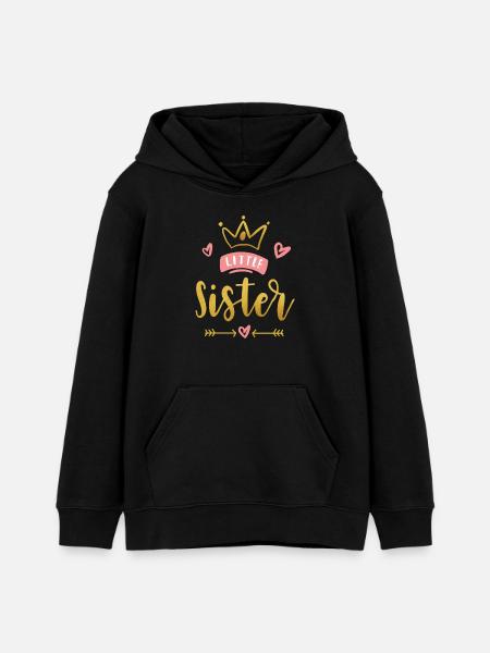 Little Sister Announcement – Baby & Kids Clothes - Teens Organic Hoodie by Stanley/Stella - black